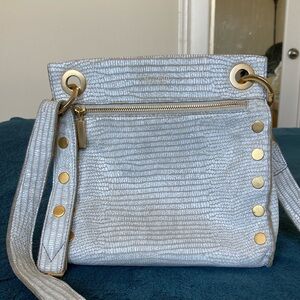 Hammitt Silver Crossbody Bag with Gold Accents